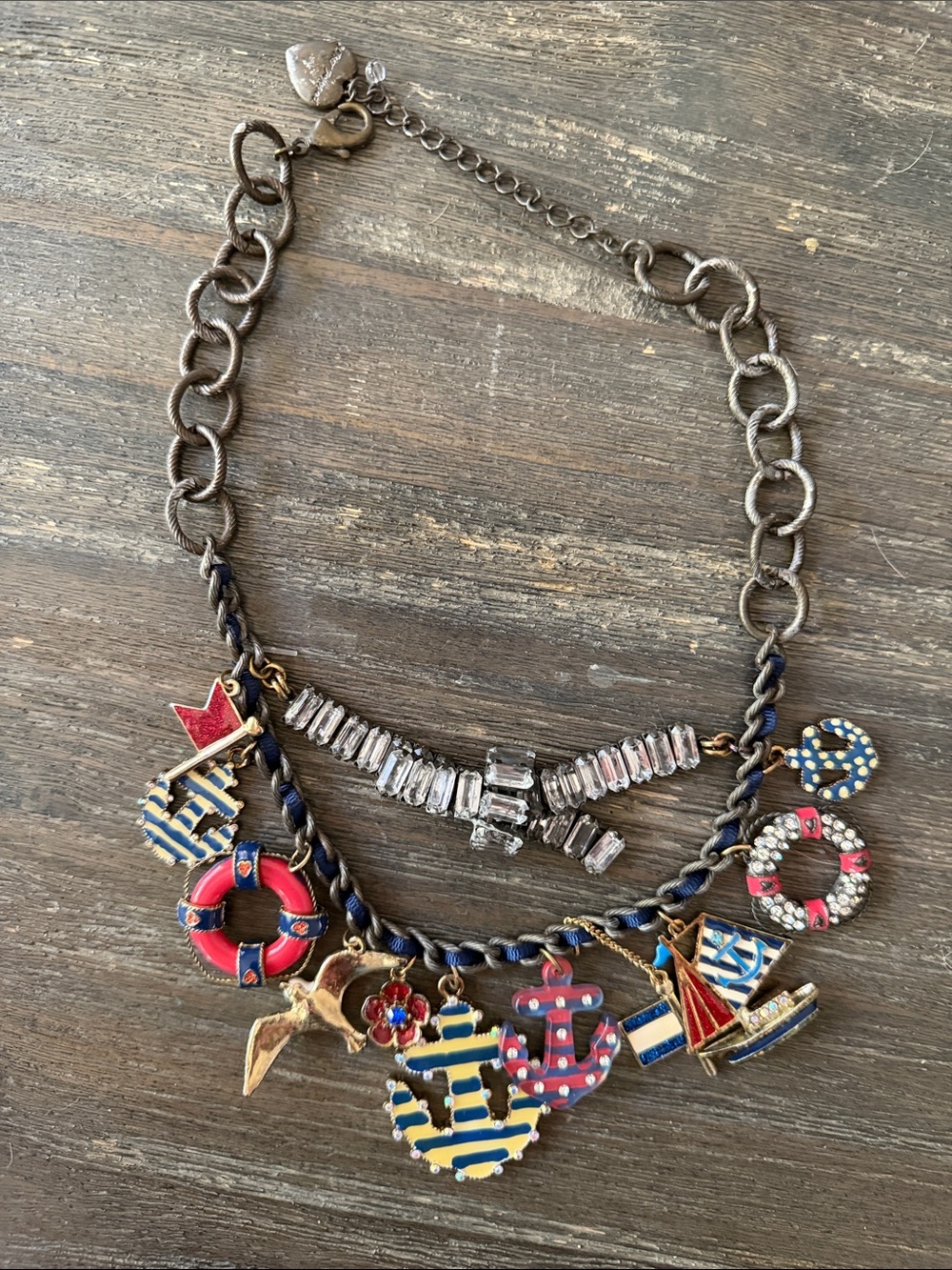 BETSY JOHNSON Nautical Charm Multi-Color Statement Necklace